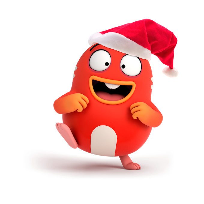Image 3D de ZOOF avec un bonnet de Noël